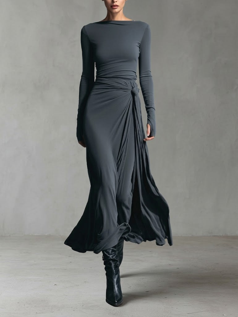 Alba - Vestido Maxi con Nudo Lateral