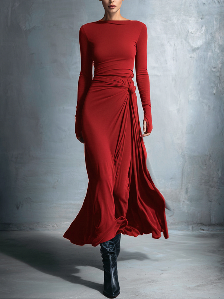 Alba - Vestido Maxi con Nudo Lateral