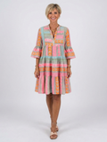 Maelle | Vestido de Rodilla con Estampado Geométrico y Escote en V