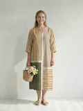 Soren | Vestido Midi de Rayas Claras Mixtas