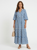 Elodie | Vestido Midi con Volantes y Estampado de Diamantes