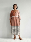 Remy | Vestido Midi de Rayas Combinadas y Cómodo