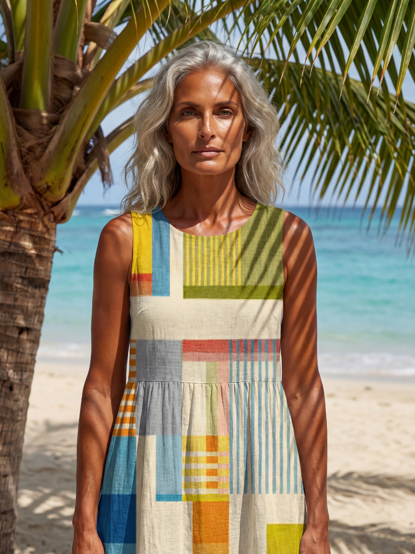Esme | Robe Midi à Motifs en Blocs