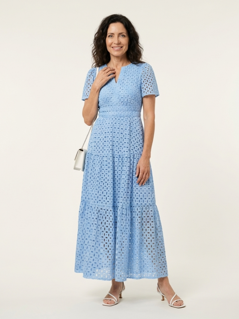 Brielle | Vestido midi de tirantes cortos con escote en forma de V