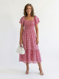 Odette | Vestido Midi Floral de Hombros al Descubierto