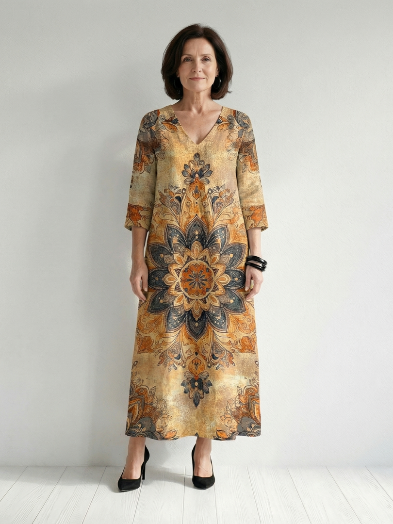 Damon | Suave Vestido Midi con Estampado Floral