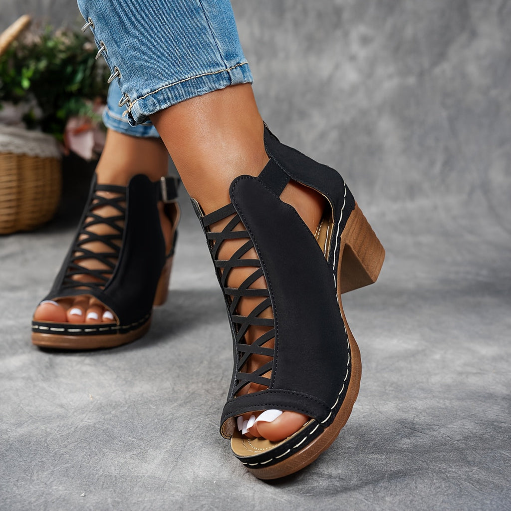 Selin | Sandalias de Tacón Trenzado