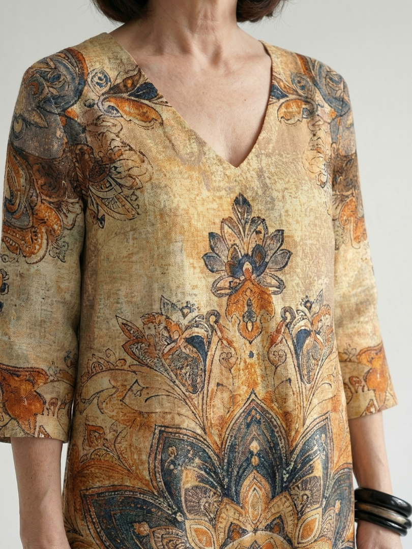 Damon | Suave Vestido Midi con Estampado Floral