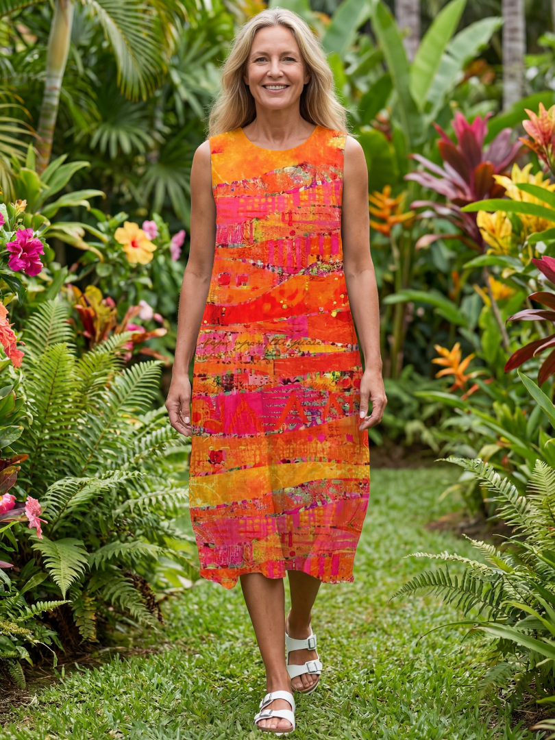 Leilani | Midi Robe avec Motif Peint