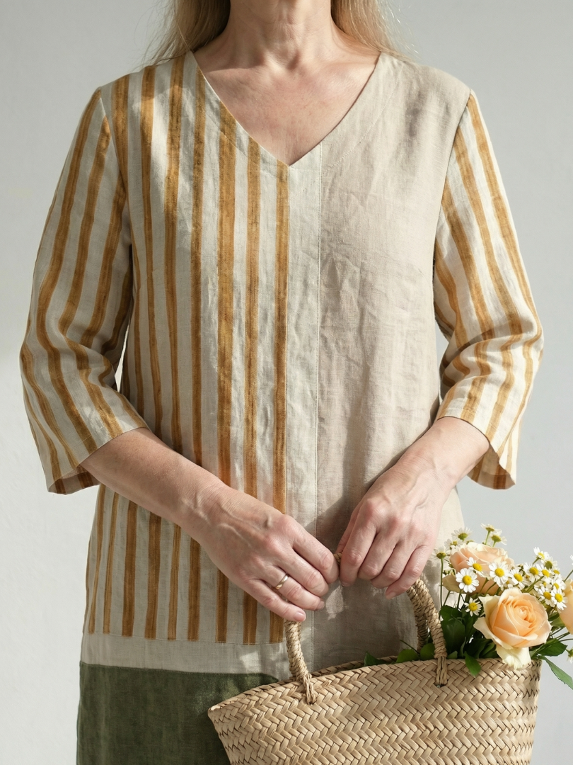 Soren | Vestido Midi de Rayas Claras Mixtas