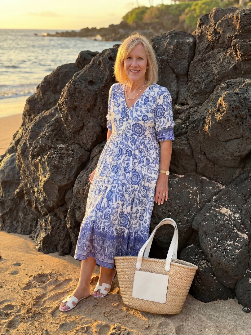 Nalani | Midi Robe en Porcelaine