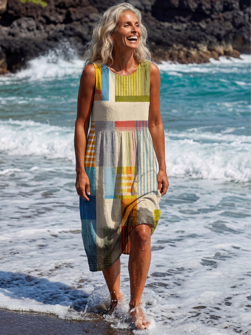 Esme | Robe Midi à Motifs en Blocs