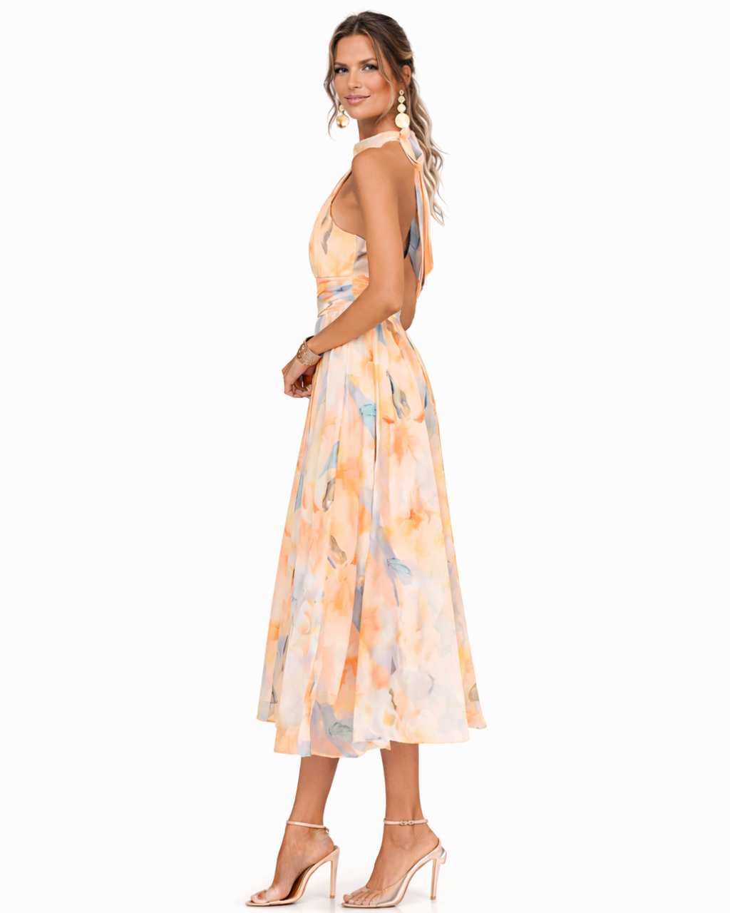 Aurora | Vestido de escote americano con estampado en acuarela