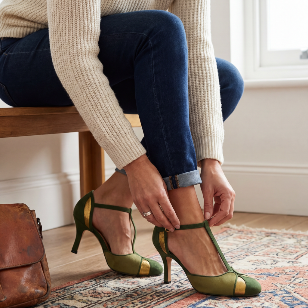 Sandalias Verde Vintage con Toque de Elegancia