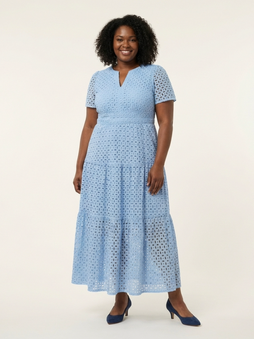 Brielle | Vestido midi de tirantes cortos con escote en forma de V
