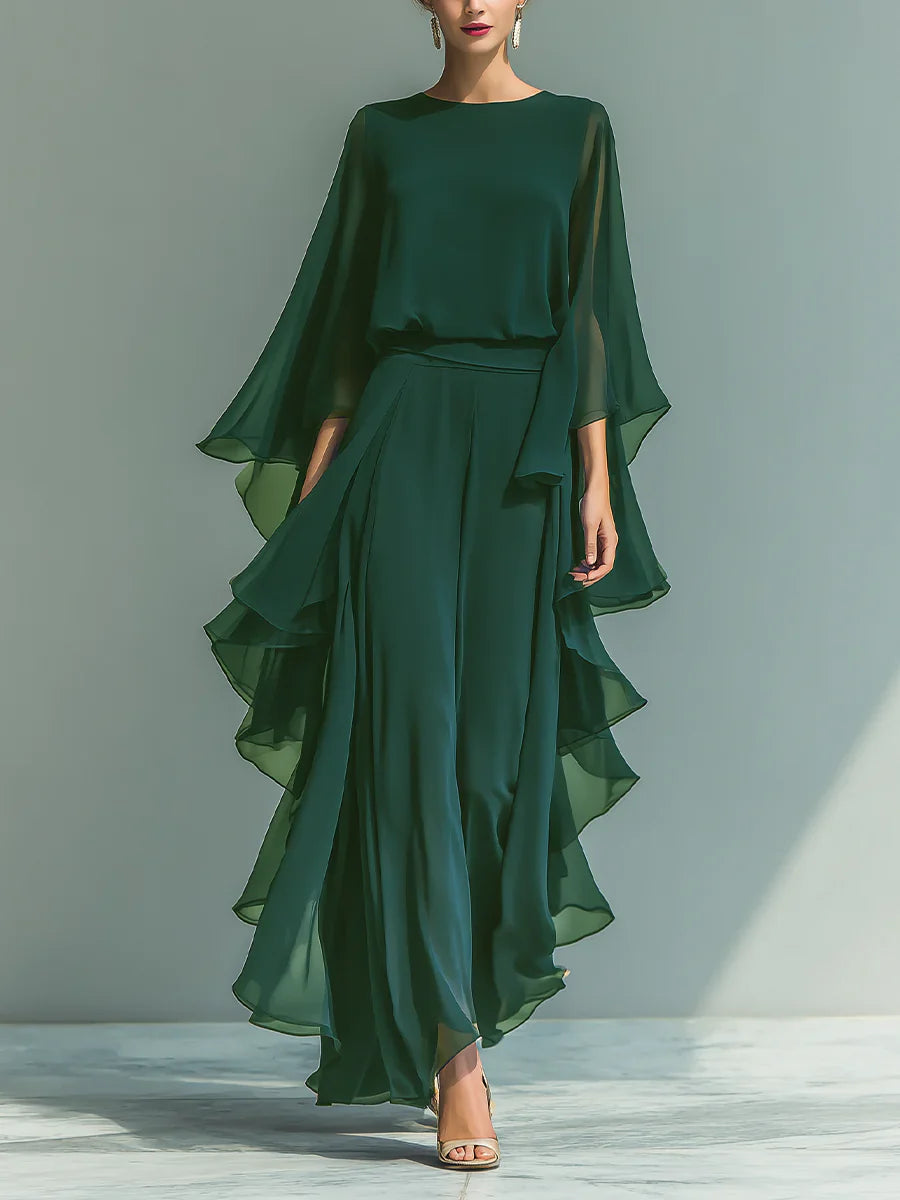 Lorena | Conjunto Elegante en Chiffon con Volantes