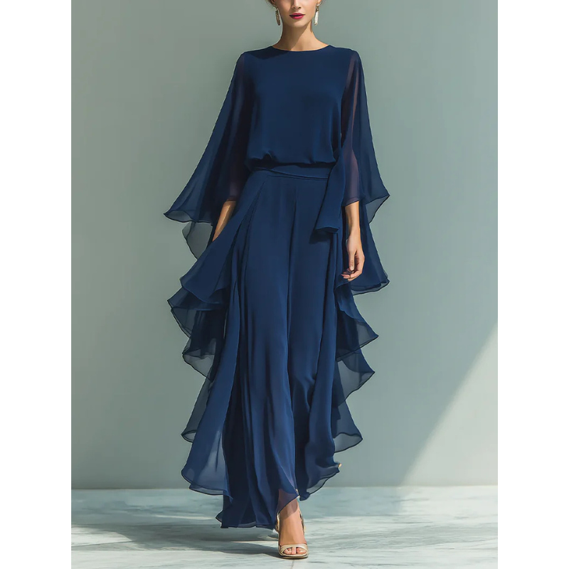 Lorena | Conjunto Elegante en Chiffon con Volantes