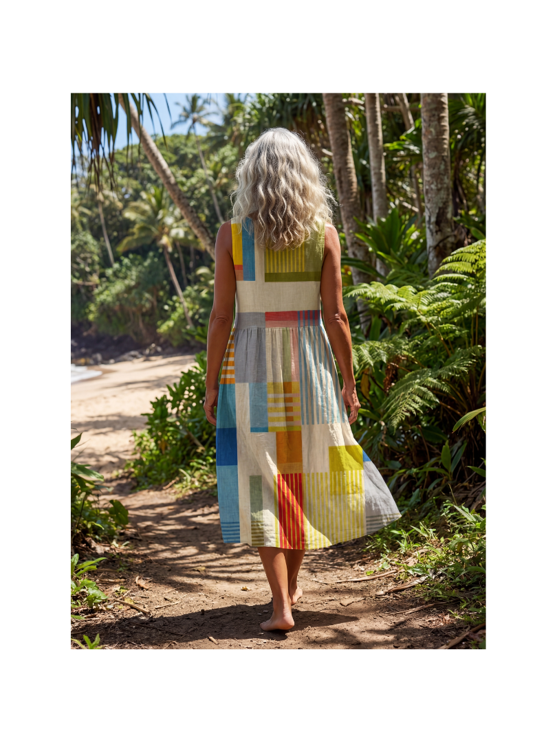 Esme | Robe Midi à Motifs en Blocs