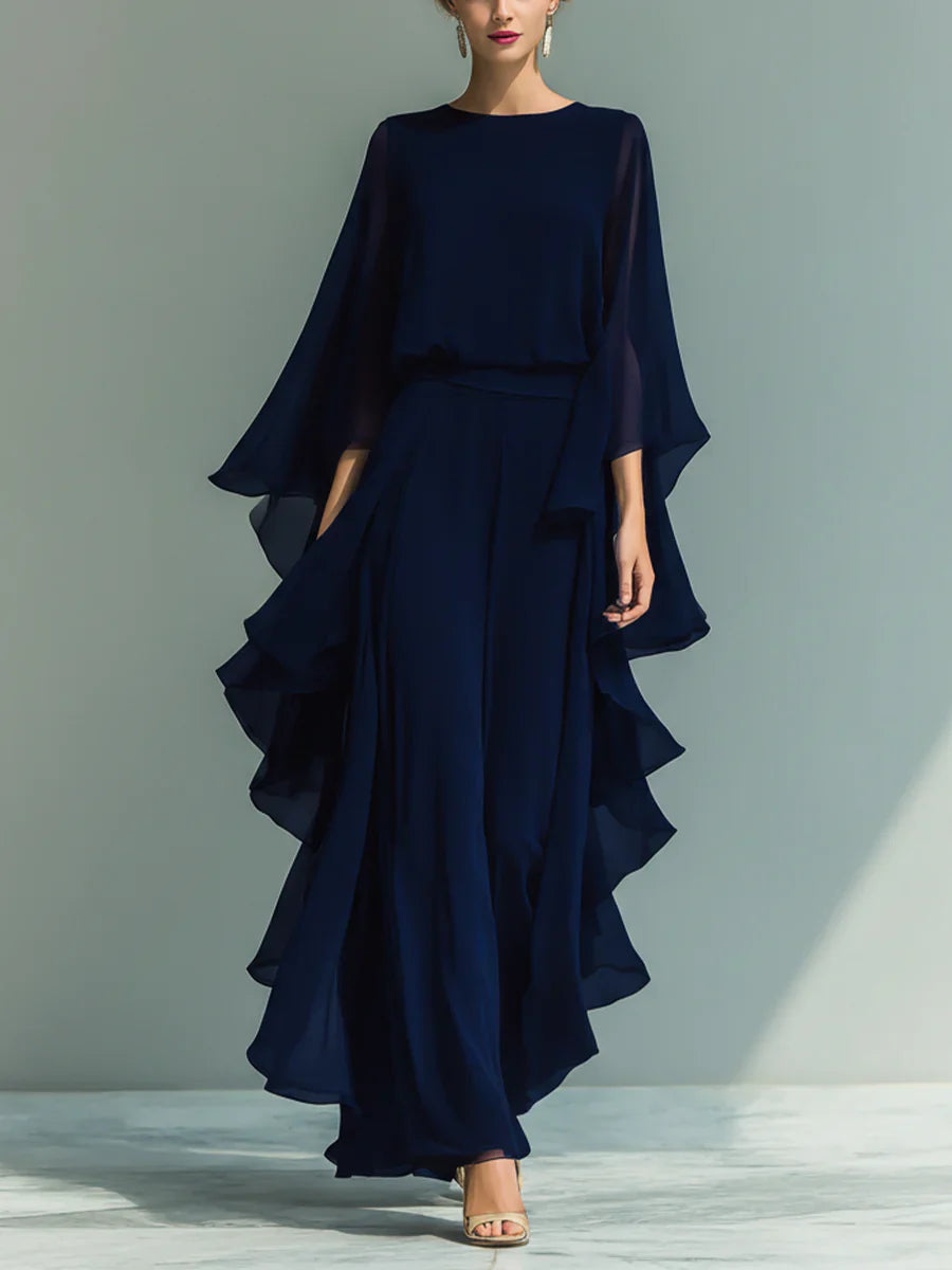 Lorena | Conjunto Elegante en Chiffon con Volantes