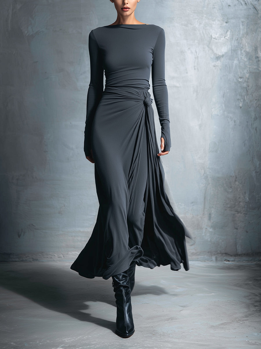 Alba - Vestido Maxi con Nudo Lateral