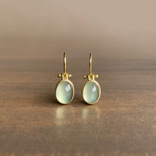 Pendientes Retro de Piedra Lunar Verde