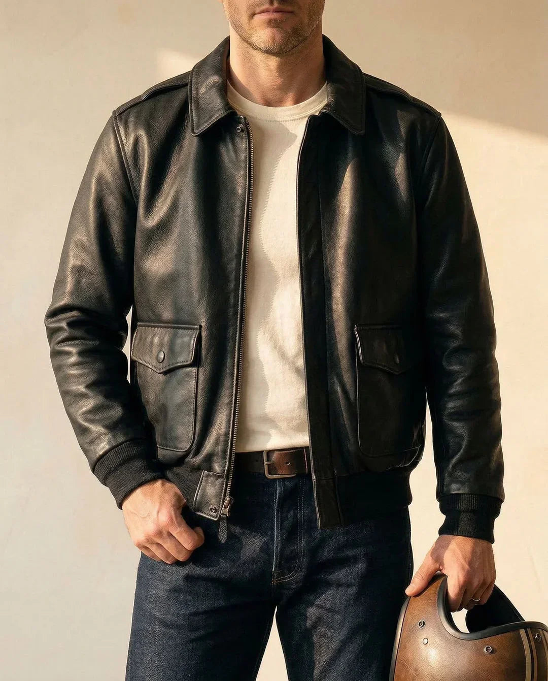 Leonardo — Chaqueta de Cuero Aviador