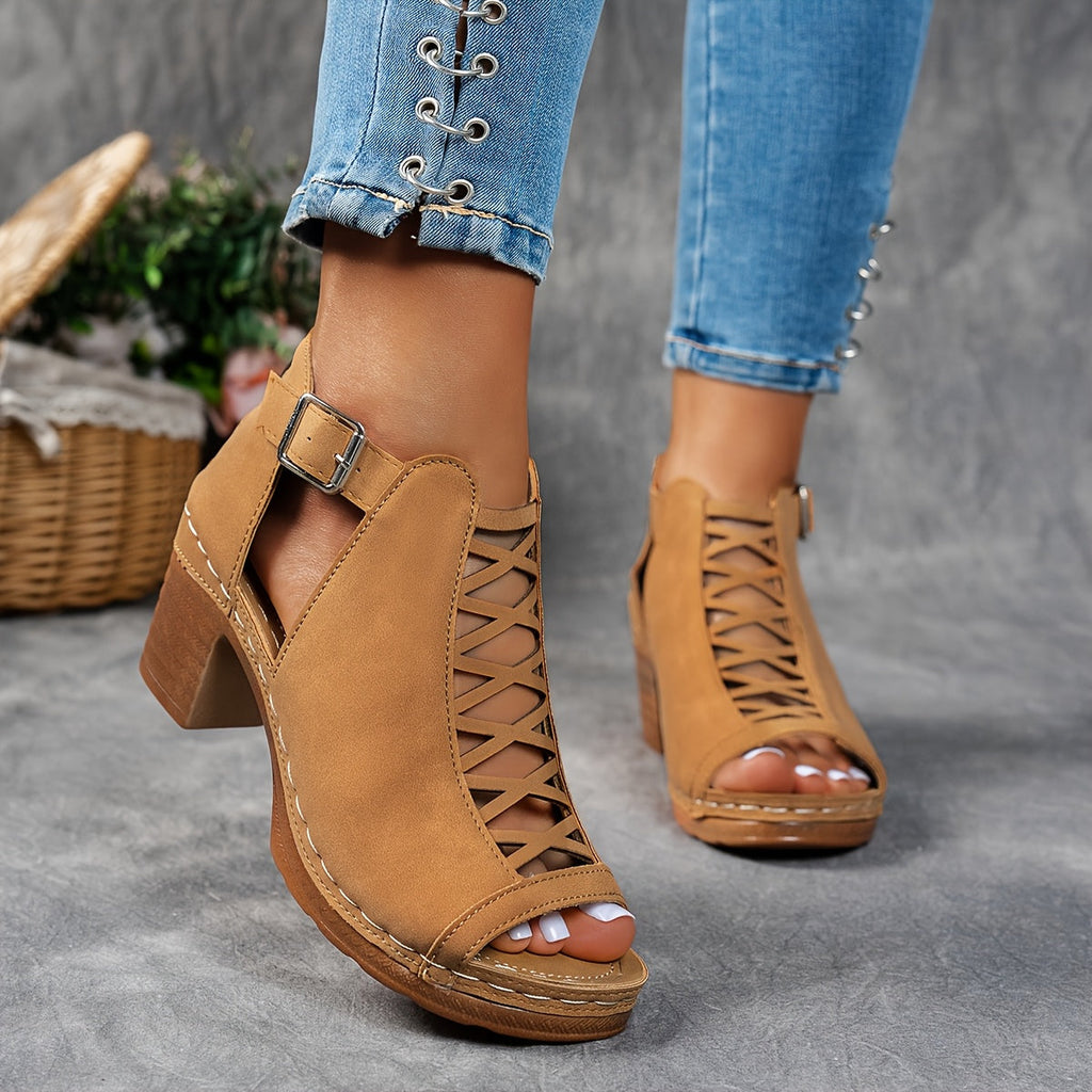 Selin | Sandalias de Tacón Trenzado