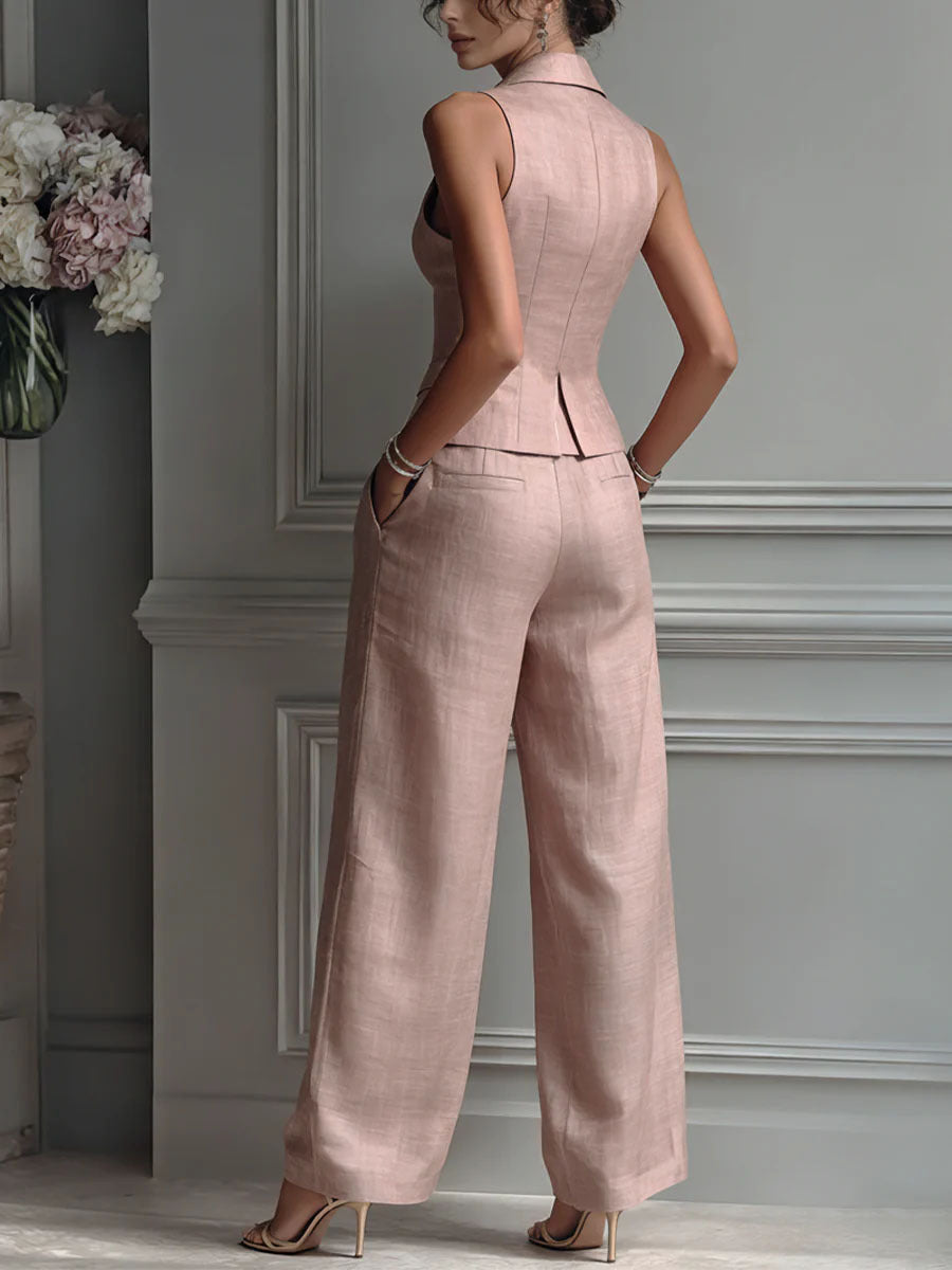 Valentina / Conjunto de mujer de dos piezas con escote en V y botones