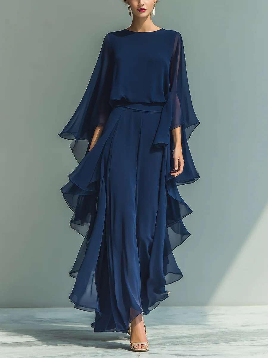 Lorena | Conjunto Elegante en Chiffon con Volantes