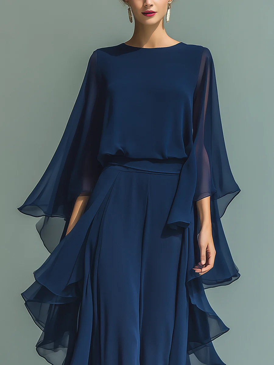 Lorena | Conjunto Elegante en Chiffon con Volantes