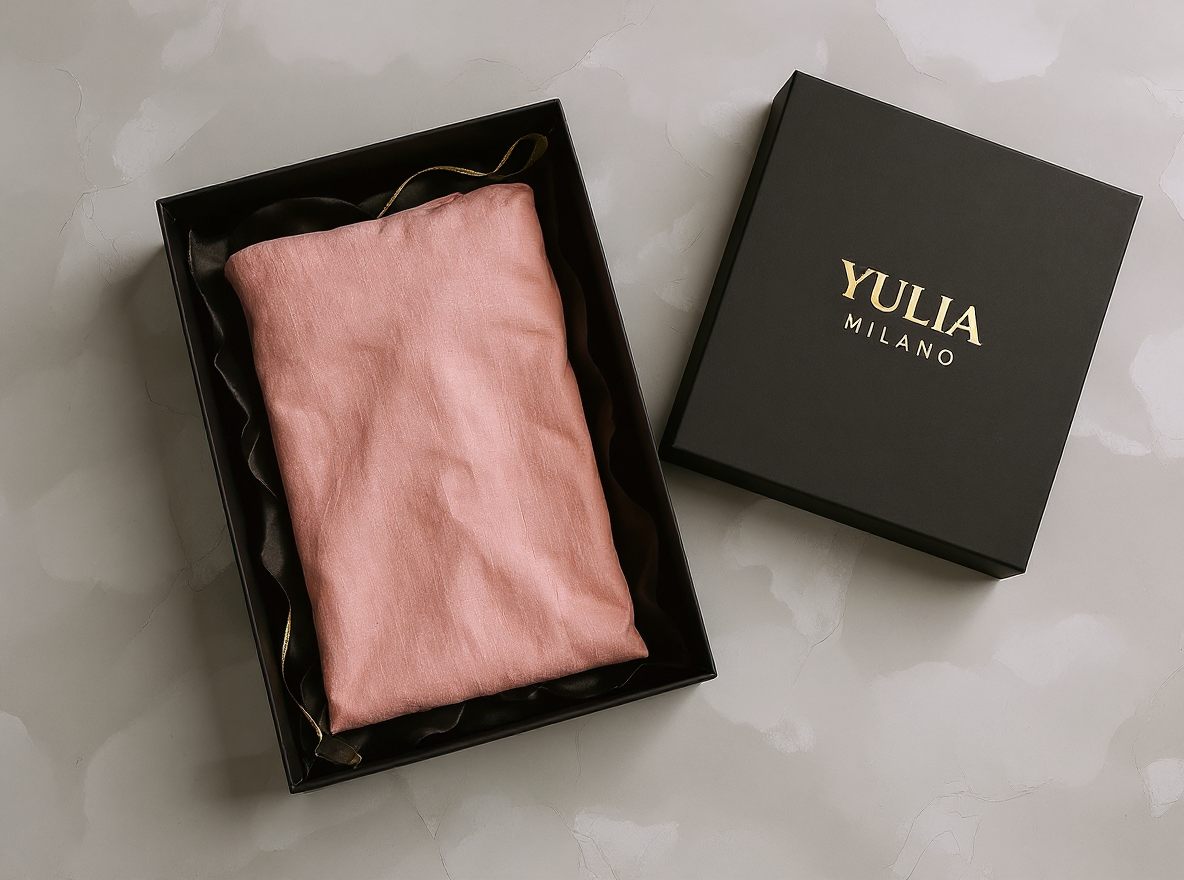 Vestido largo rosa minimalista de lino con escote en V para mujer