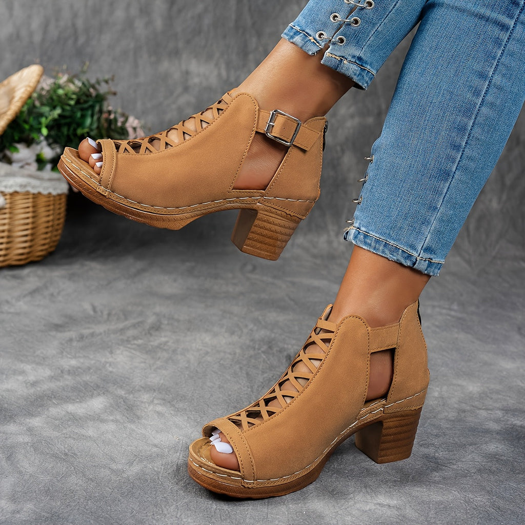 Selin | Sandalias de Tacón Trenzado