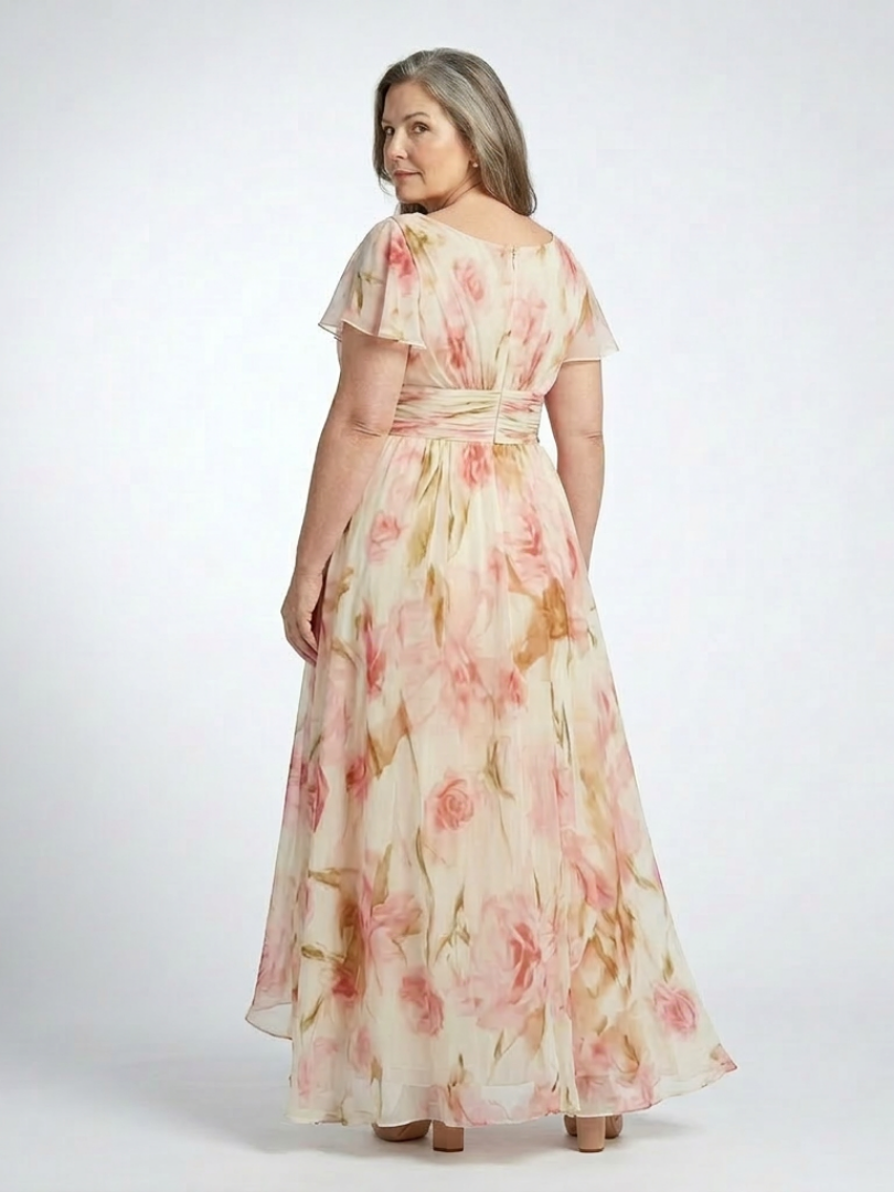 Elara | Vestido Maxi Floral de Manga Corta con Escote en V" can be rewritten as:

"Elara | Maxi Vestido Floral de Manga Corta con Escote en V