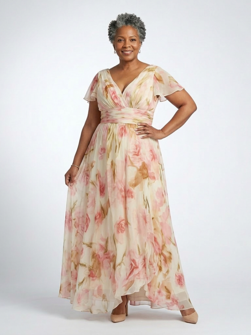 Elara | Vestido Maxi Floral de Manga Corta con Escote en V" can be rewritten as:

"Elara | Maxi Vestido Floral de Manga Corta con Escote en V