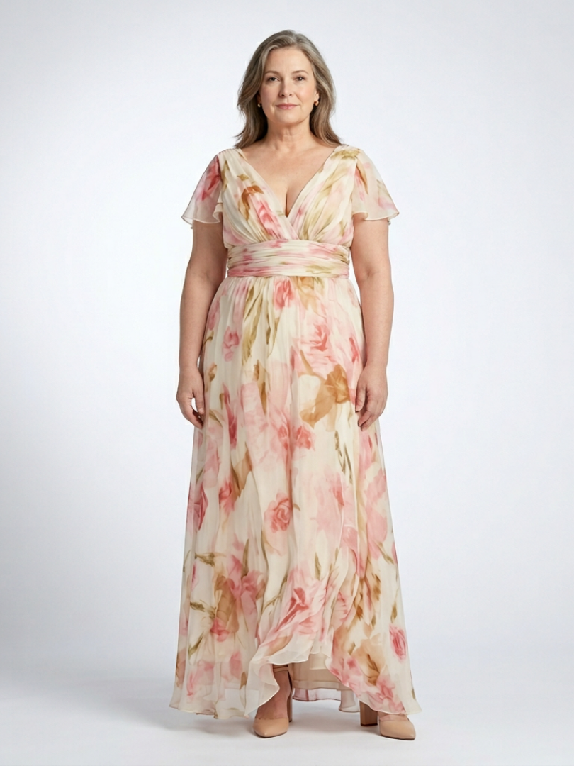 Elara | Vestido Maxi Floral de Manga Corta con Escote en V" can be rewritten as:

"Elara | Maxi Vestido Floral de Manga Corta con Escote en V