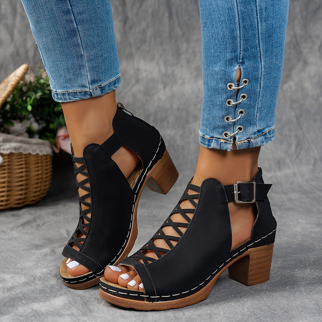 Selin | Sandalias de Tacón Trenzado