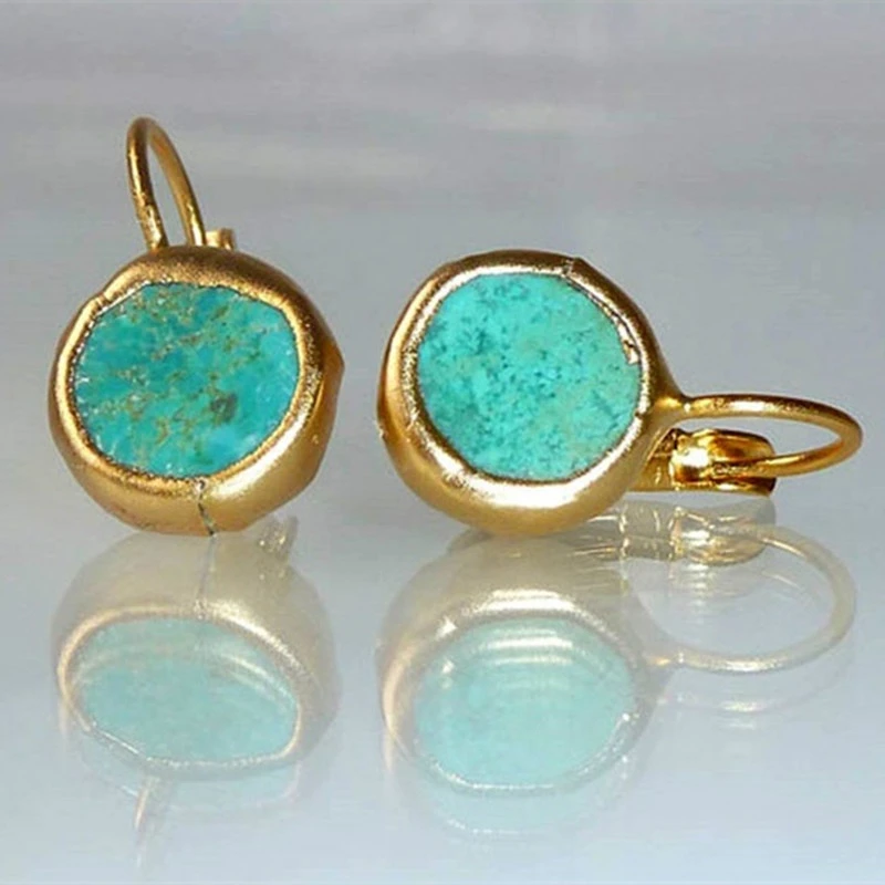 Oro y Turquesa: Pendientes Elegantes