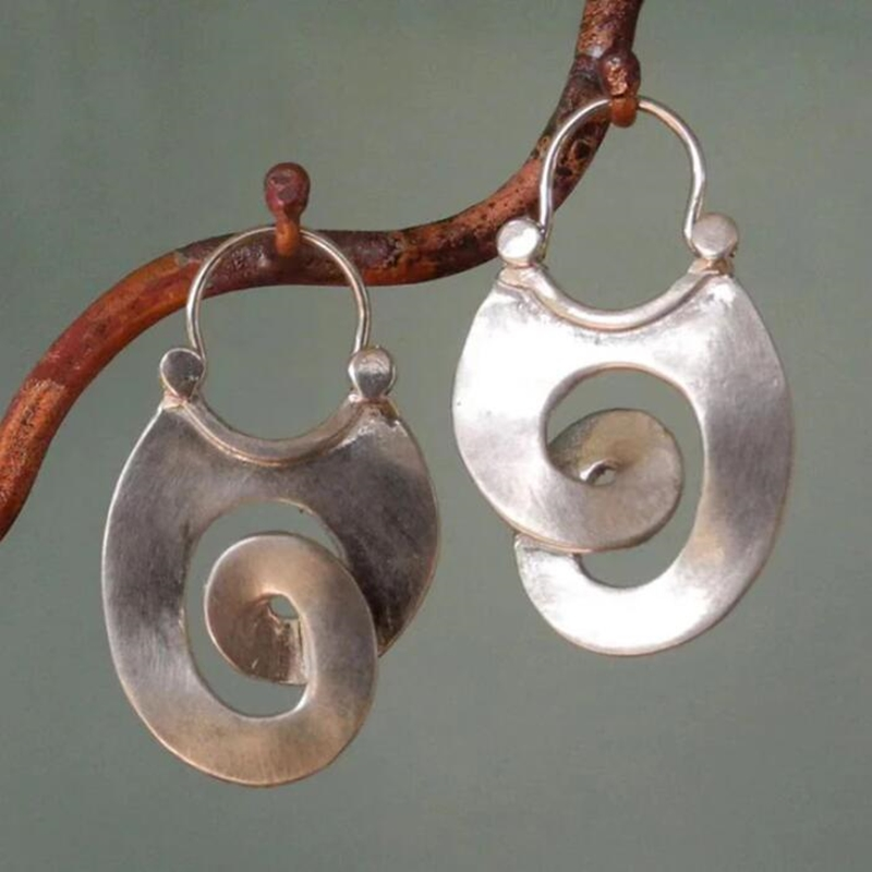 Pendientes vintage en espiral color plata