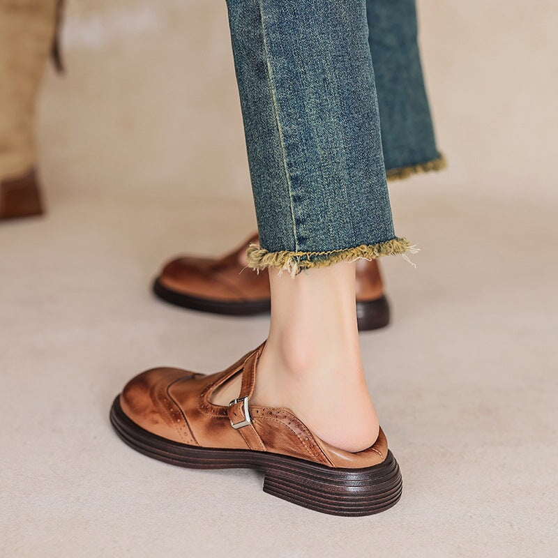 Mattea | Elegantes Zapatos Mary Jane de Cuero
