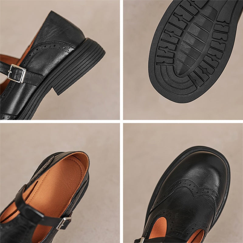 Mattea | Elegantes Zapatos Mary Jane de Cuero
