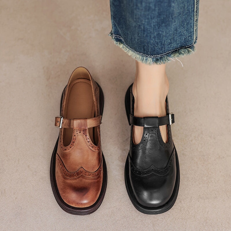 Mattea | Elegantes Zapatos Mary Jane de Cuero