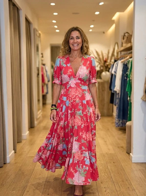 Minelda | Vestido Floral Elegante con Escote en V