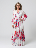 Lillian | Vestido Maxi Floral de Manga Larga Envolvente