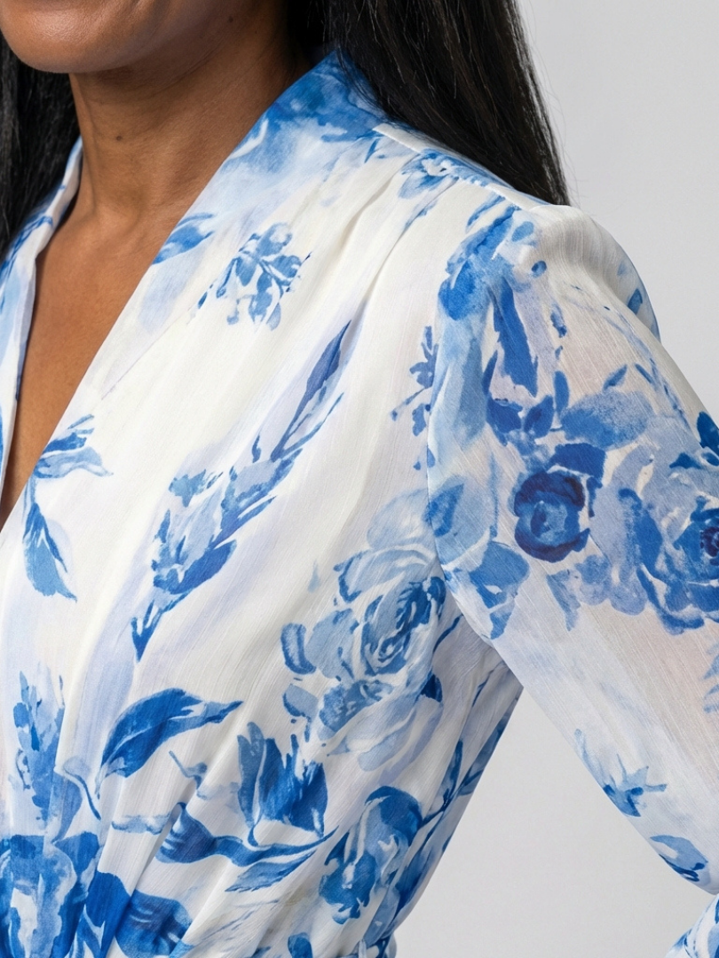 Lillian | Vestido Maxi Floral de Manga Larga Envolvente